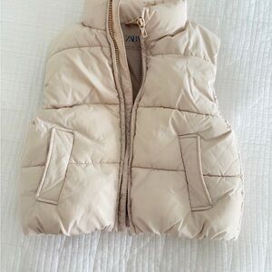 Zara Light Beige Quilted Vest